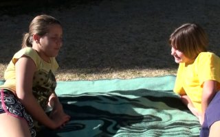 Fun Wrestling,-two girls dominate a boy