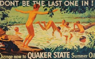 Poster for Quaker State filling stations, spring 1940