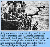 Durnford School In Dorset, Langton Matravers, jumping from Dancing Ledge
