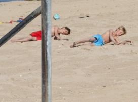 2011 - 19 th album - Brother beach boys Blue and red shorts, blond and dark hairs having fun