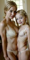 Cute  Blonde AI Mum & Daughter Posing in their Panties
