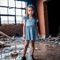 Young Girls in Destroyed and Graffiti-covered Places