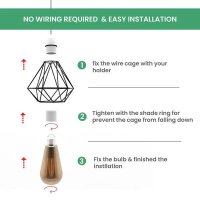 Industrial Geometric diamond metal Wire Cage Easy Fit lampshade