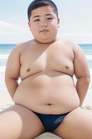 AI GEN chubby boys on the beach